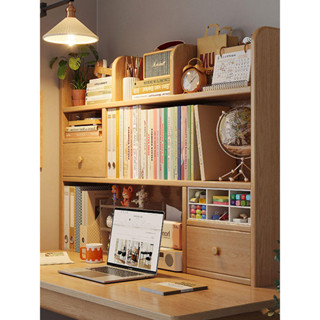 🚚免運🚚 ♞,♘實木書架桌面學生置物架靠牆書桌臥室多層書櫃學生桌上簡易收納櫃