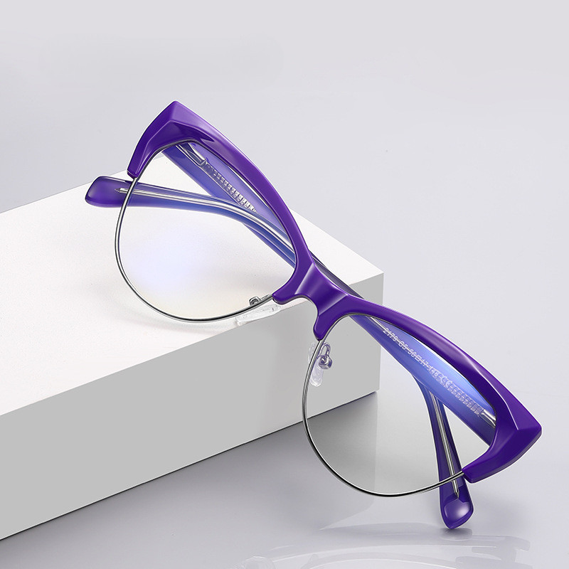 歐美防藍光眼鏡框2179TR金屬貓眼光學眼鏡ins風品質眉毛鏡架現貨