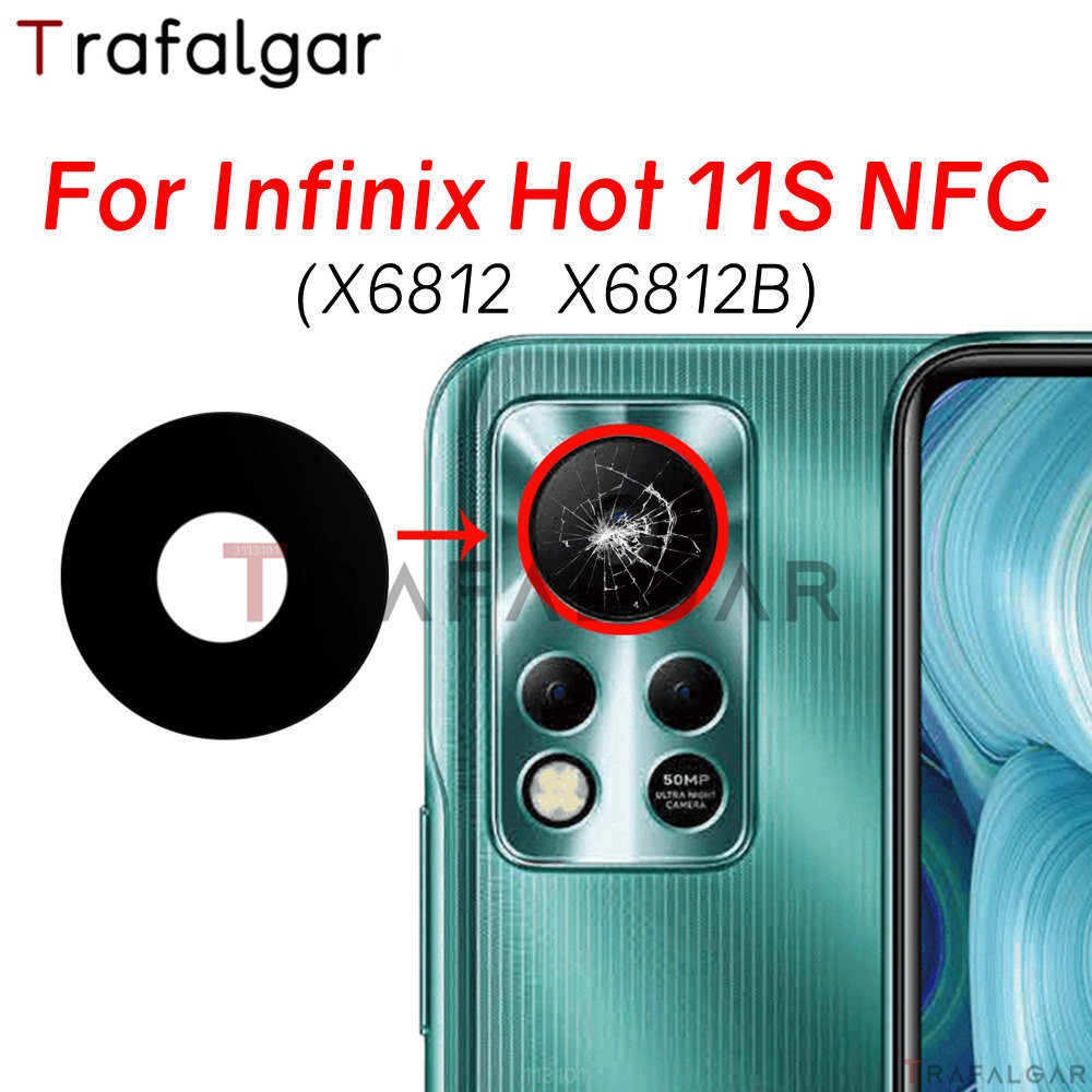 Infinix Hot 11S NFC X6812 X6812B 後置攝像頭玻璃鏡頭主攝像頭蓋更換帶不干膠貼紙