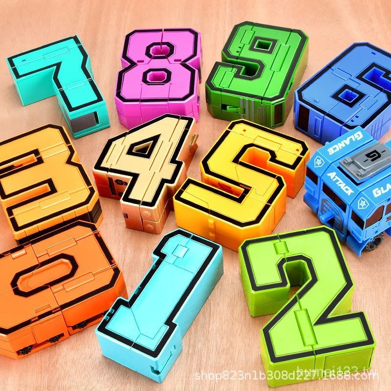 加大數字男孩益智玩具合體機器人字母正版變形禮物兒童3-4金剛5-9