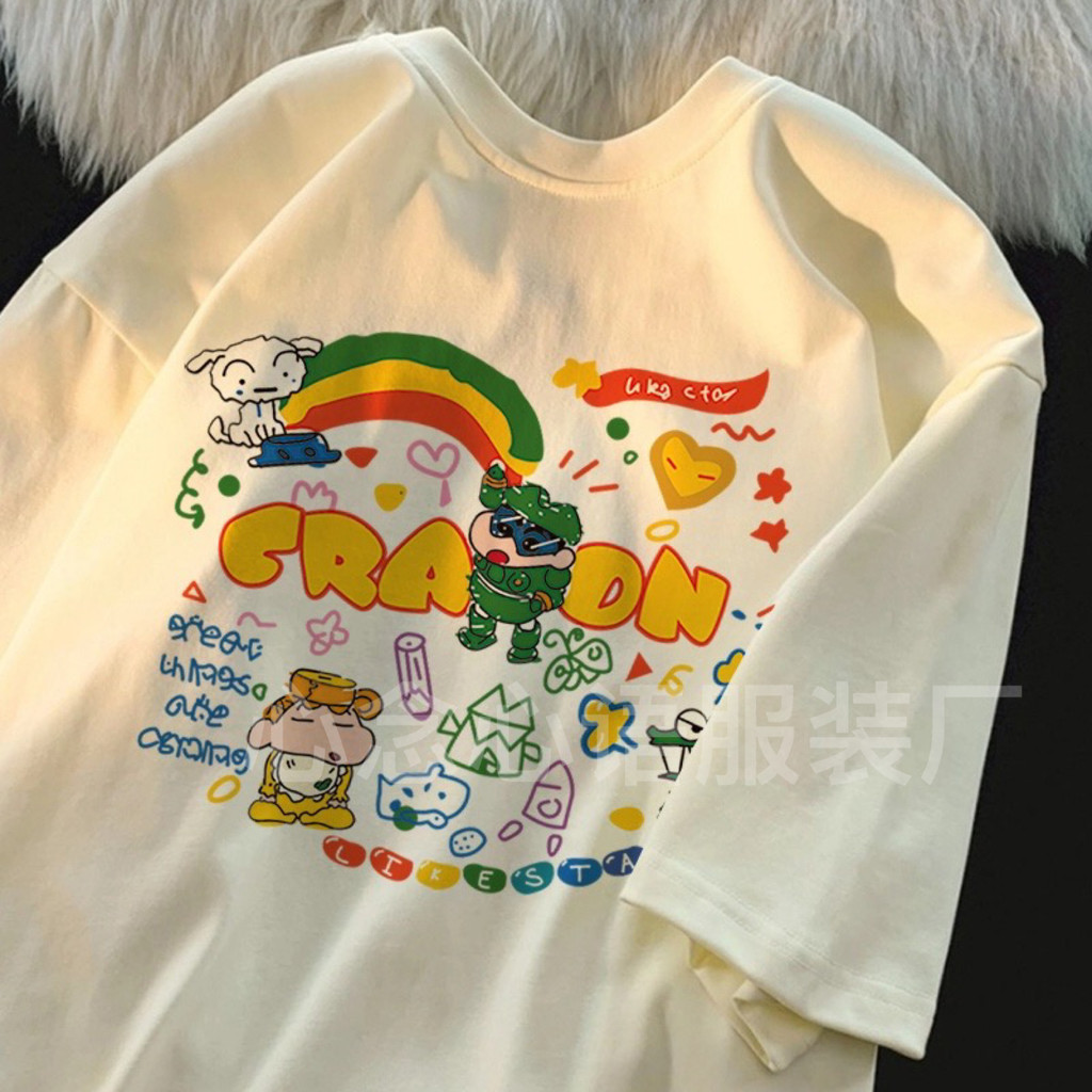 新款短袖T恤女學生ins韓版寬鬆日系設計感小眾蠟筆小新上衣女