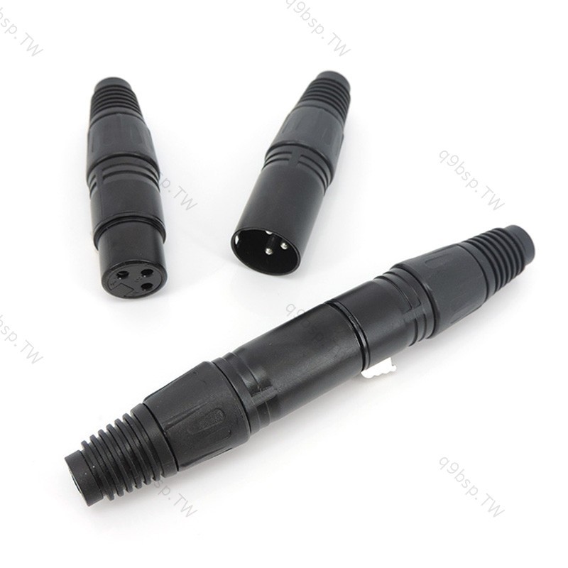 音頻黑色 3Pin 3 芯 XLR 公母插頭麥克風連接器用於電源線插頭麥克風適配器電纜端子音頻線 TW9B