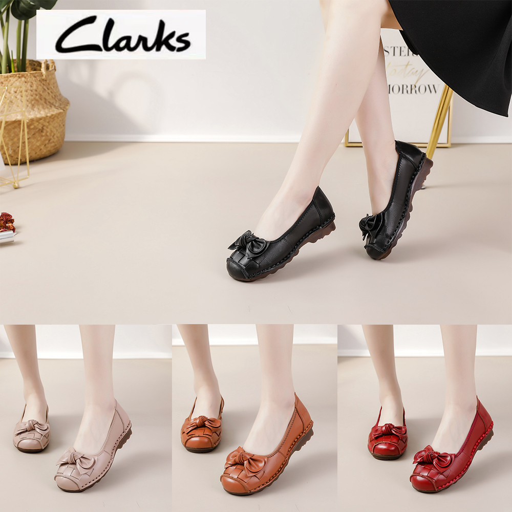 Clarks 女鞋新款絲帶 clarks 女鞋真皮茉莉花平底鞋