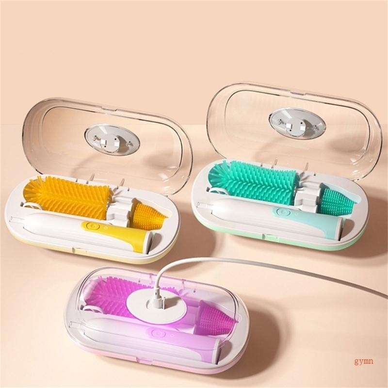 Gymn USB 可充電電動嬰兒奶瓶刷多功能清潔刷帶儲物盒收納盒適用於 Infa