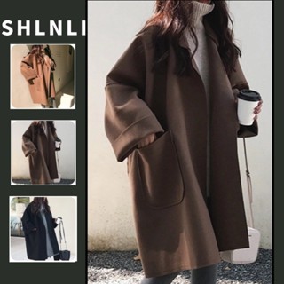 春秋女款毛呢風衣外套韓版寬鬆百搭大衣