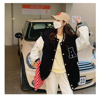 【HOT 本舖】 M-2XL毛巾繡+薄款，厚款棒球服女魚鱗薄款潮韓版百搭外套bf慵懶風情侶 外套 長袖 寬鬆上衣