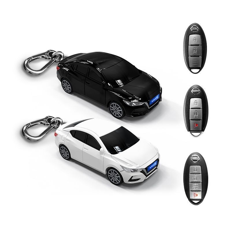 適用於日產Sentra b18汽車模型鑰匙保護殼扣帶燈光個性禮物 Nissan 鑰匙皮套汽車模型鑰匙保護殼帶燈光個性定制