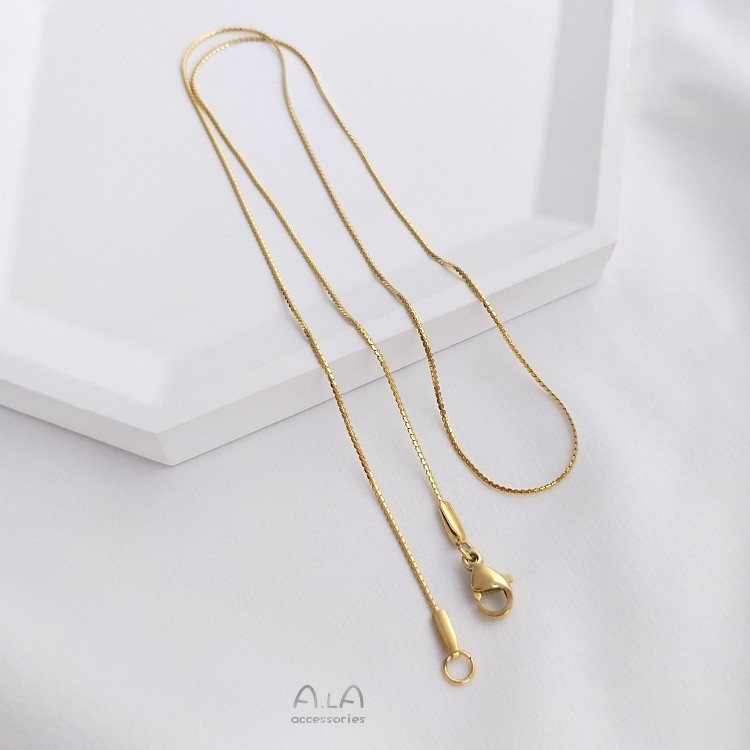 Ala- 鈦鋼極細鎖骨鏈O字鍊側身鏈S鏈時尚輕奢真空鍍18K金項鍊女細頸鍊