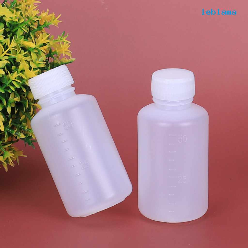 [LBA] 50ml毫升塑膠瓶液體水劑分裝瓶pe小藥瓶子醫用包裝刻度瓶帶蓋*10pcs