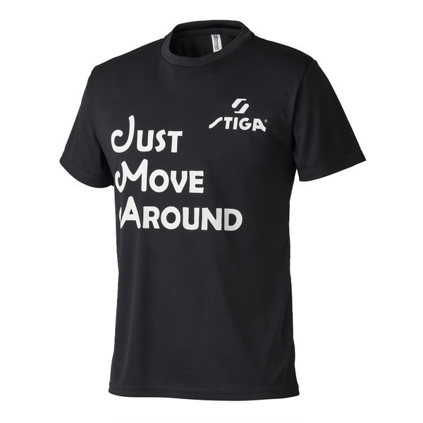 新款stiga/stika男女款黑色字母乒乓球t恤文化衫