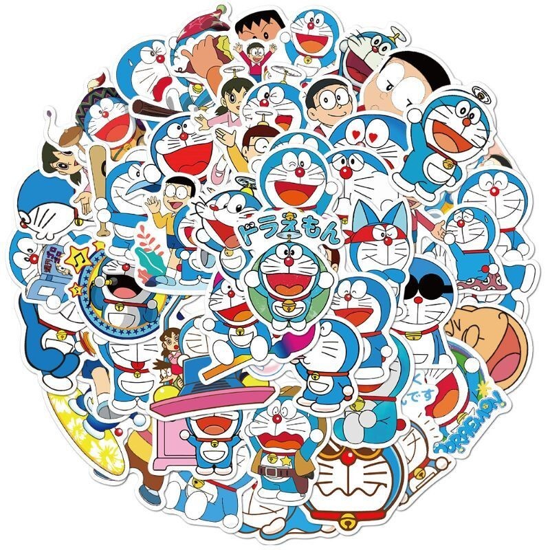 【卡通貼紙】50張可愛哆啦A夢貼紙小叮噹藍胖子卡通手賬手機殼行李箱防水貼畫