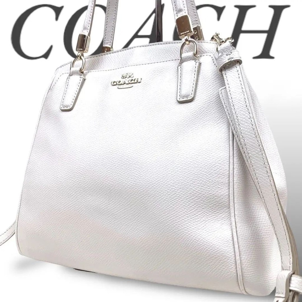 COACH 蔻馳 手提包 2way 白色 皮革 mercari 日本直送 二手