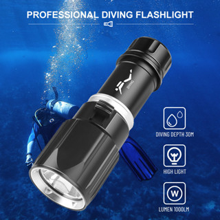 全新 Puteer D180 XHP70 LED 潛水手電筒 1000LM IPX8 防水燈水下用於潛水