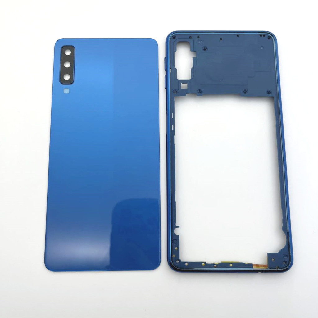 SAMSUNG 適用於三星 Galaxy A750 A7 2018 SM-A750F 電池後蓋玻璃 + 手機殼中框蓋的全