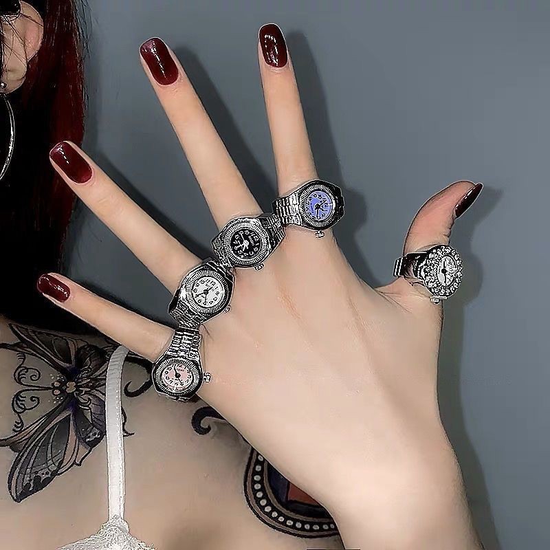 戒指手錶  戒指手錶 指環表 可看時間的戒指表 戒指表手錶戒指女時尚個性情侶創意裝飾戒指手指表真表可看時間可調整