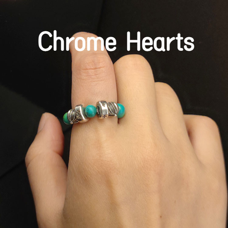 Chrome Hearts 克羅心綠松石銀珠戒指6mm復古做舊朋克嘻哈潮流個性男女同款JZ-10056