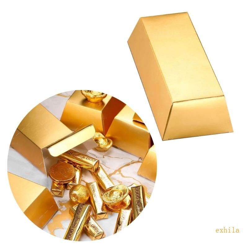 Exhila 時尚金條盒模擬節日慶典款待盒可折疊金條糖果收納盒