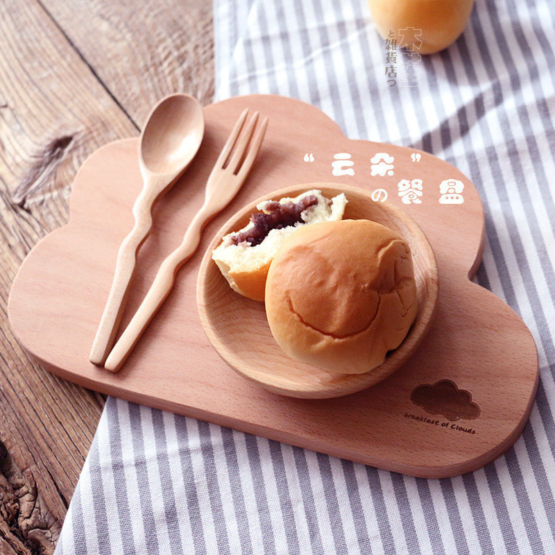 小云朵の可愛櫸木托盤/整木壽司迷你砧板/一人食早午餐木盤
