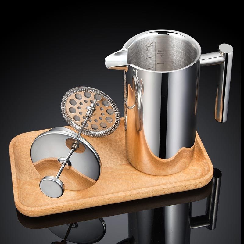 法壓壺雙層不銹鋼咖啡壺保溫衝茶器法式按壓咖啡壺不銹鋼304