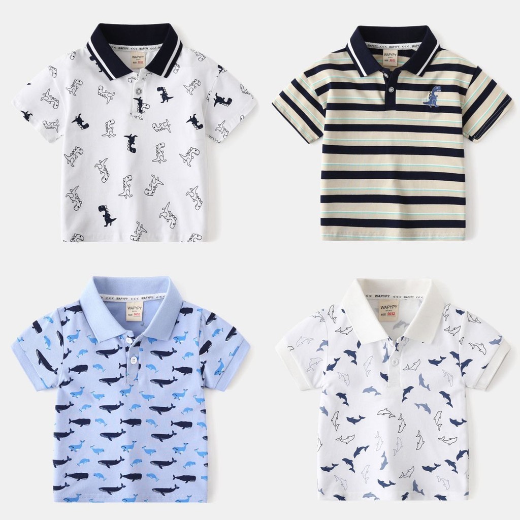 Soffny Kids Polo 衫男童棉 T 恤兒童服裝夏季休閒短袖嬰兒襯衫 Polo kemeja budak le