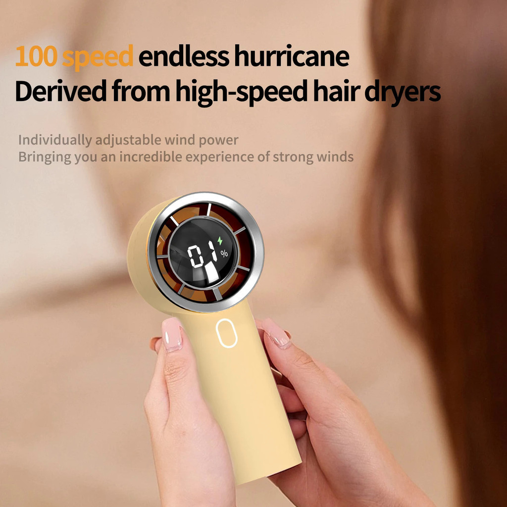 便攜式手扇數顯風強力迷你無葉手持風扇usb充電個人風扇電動睫毛風扇