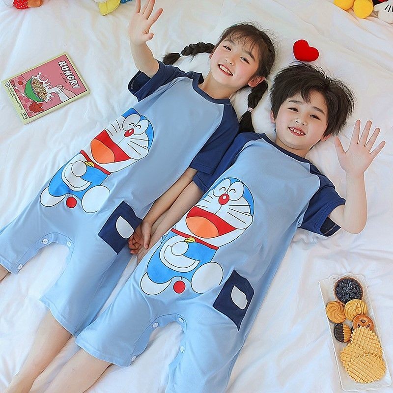 哆啦A夢兒童睡衣 男童家居服 連身套裝 夏季薄款 卡通休閒 小叮噹 機器貓