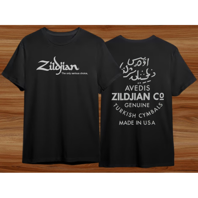 全新男式 T 恤 Zildjian 簽名徽標中性黑色 T 恤尺寸 S 至 5XL