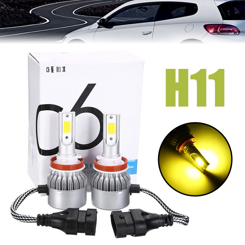 2 件裝 H11 H8 H9 3000K 黃色 LED 大燈霧燈燈泡遠光燈/近光燈