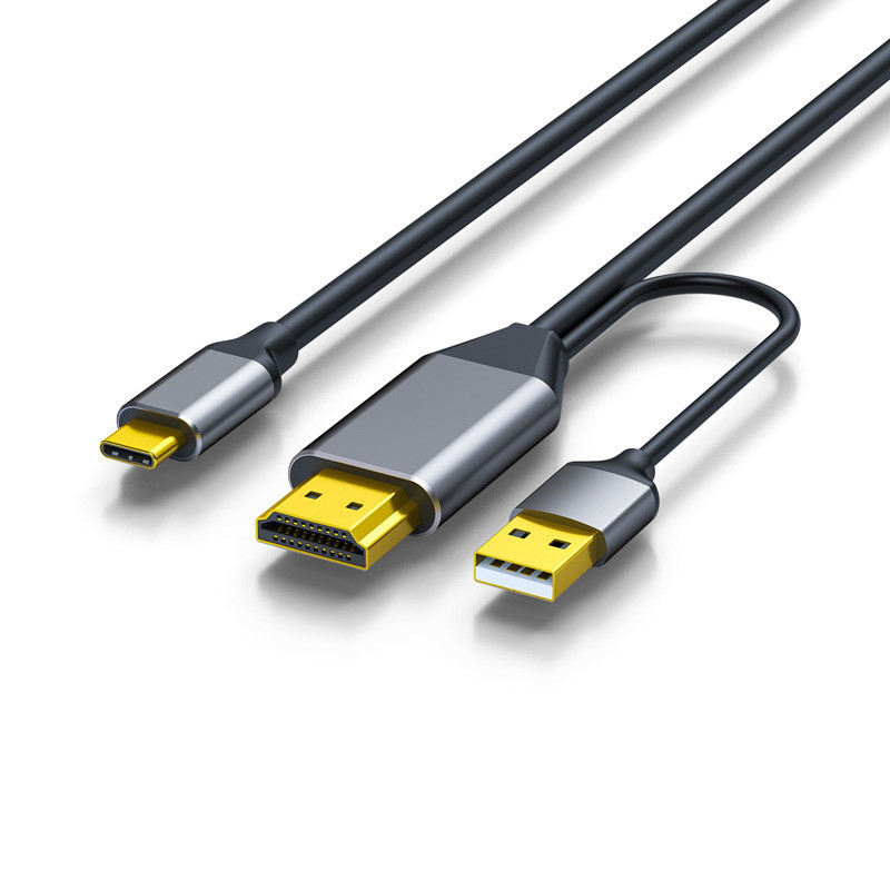 HDMI轉Type-C轉換線4K/60Hz HDMI轉USB-C高清頻道轉接線HDMI轉TypeC連接線3米帶USB供電