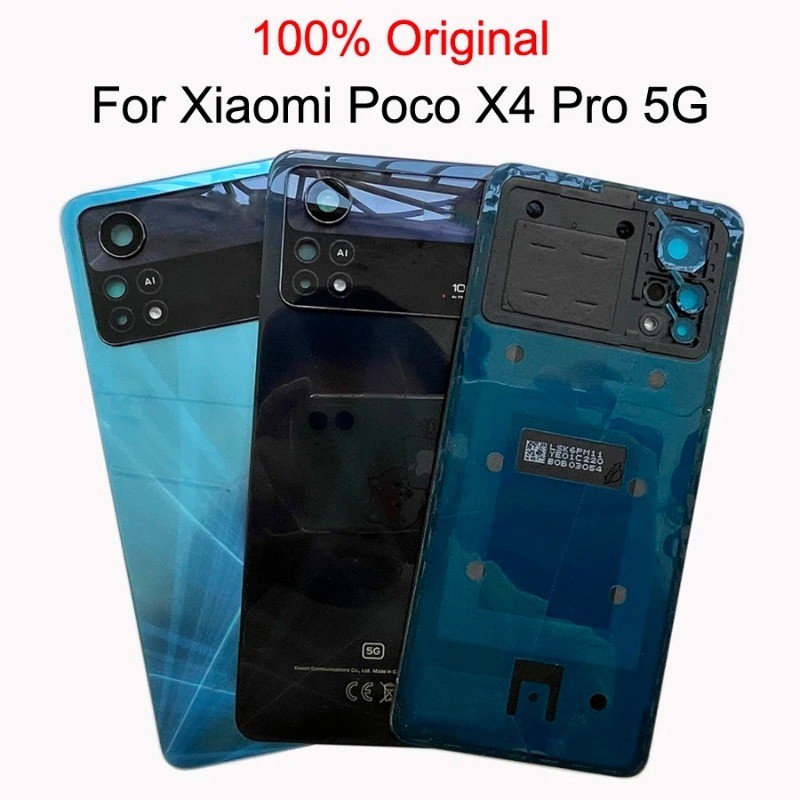 XIAOMI 原裝小米 Poco X4 Pro 5G 後蓋電池蓋玻璃面板後殼門殼更換 X4Pro 2201116Pg 電