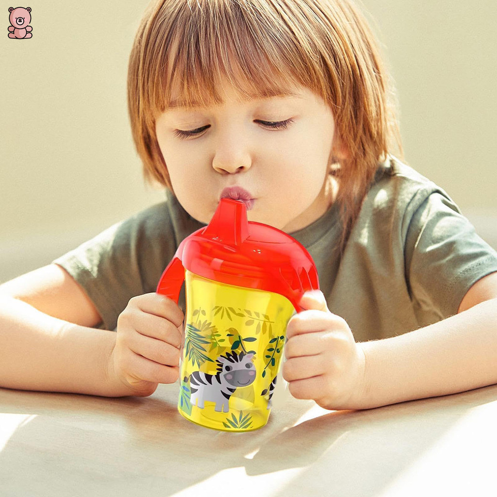 幼兒學習杯奶瓶過渡杯帶 2 個手柄帶防溢蓋,適合 6 個月及以上女孩和男孩 YK