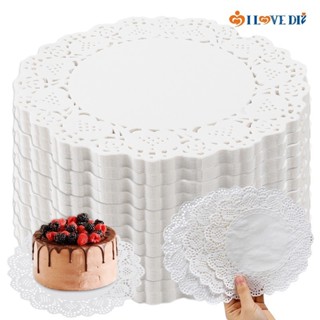 100 件白色蕾絲花圓形烤盤燒烤油炸食品吸油紙零食甜點蛋糕裝飾墊