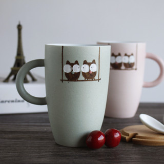 景德鎮陶瓷杯手工馬克杯牛奶杯創意 貓頭鷹情侶對杯茶杯批發