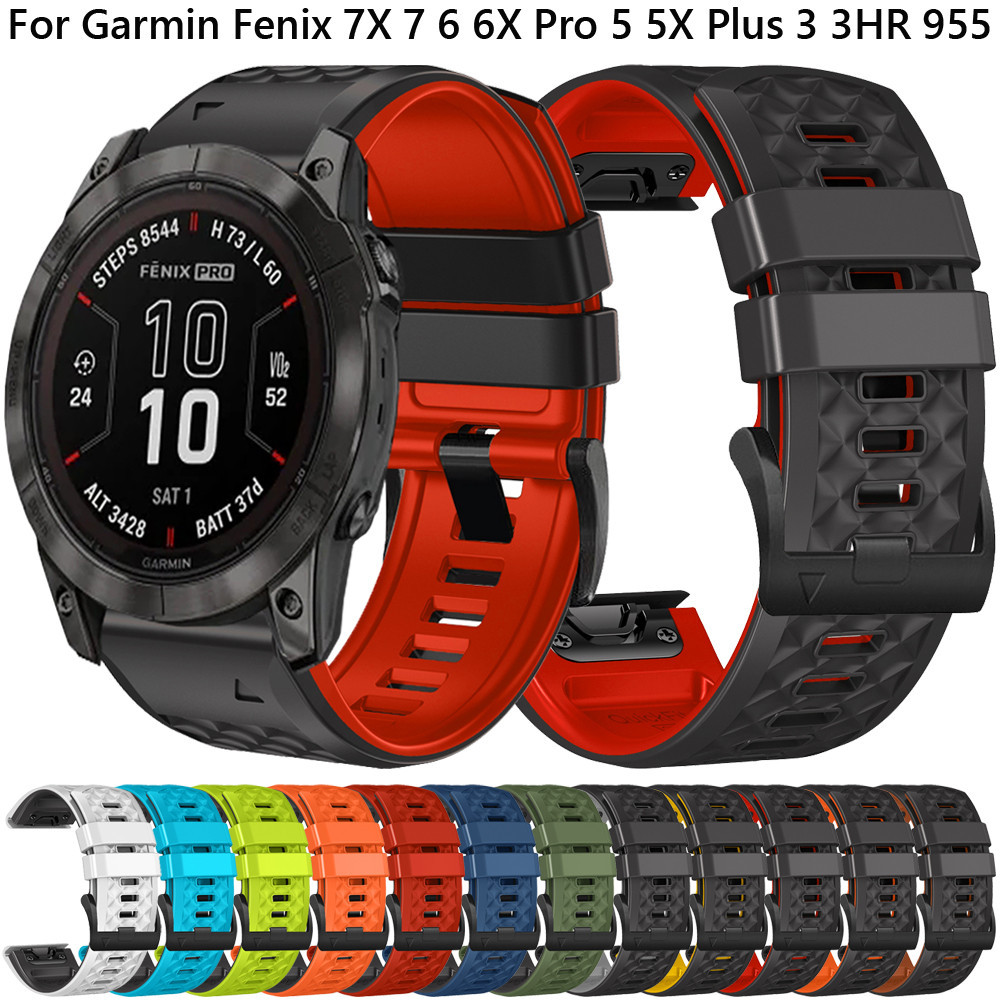 官方運動矽膠錶帶適用於 Garmin Fenix 7X 7 6X 6 Pro 5X 5 Plus 3HR 955 945
