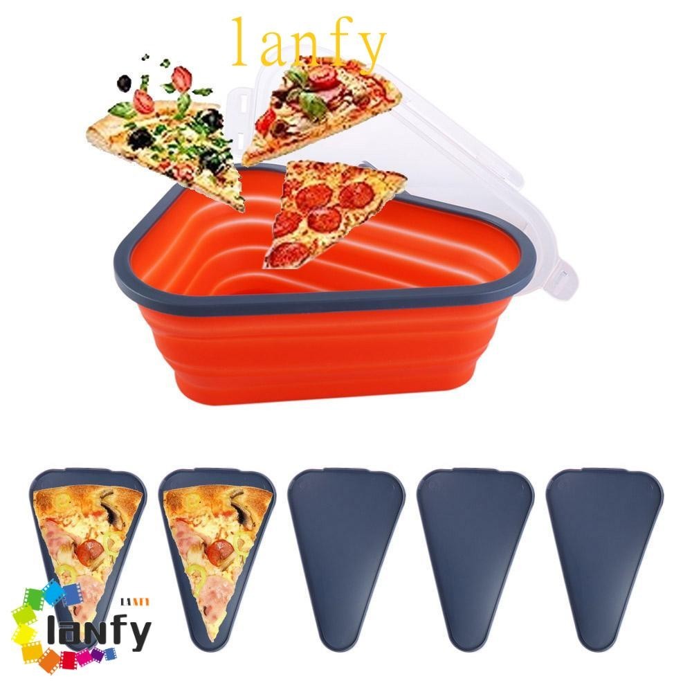 LANFY披薩儲存容器矽樹脂可調廚房用品帶5個托盤可折疊可擴展三明治盒