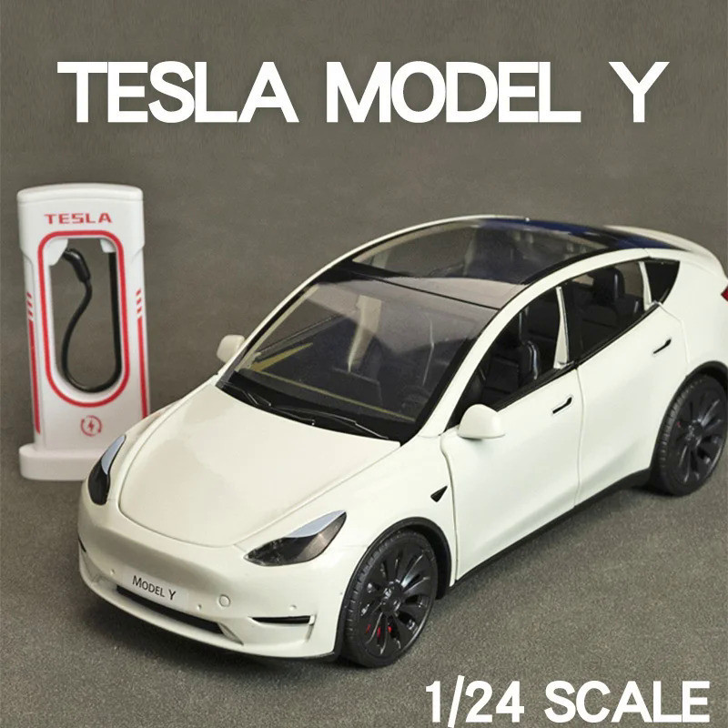 1:24特斯拉model Y Model 3 Model S金屬合金壓鑄玩具車模型聲光兒童玩具收藏品生日禮物