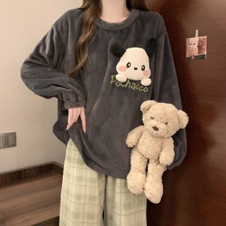 法蘭絨睡衣女款冬季2024年新款刷毛加厚珊瑚絨卡通小狗冬天家居服 冬季睡衣 加厚法蘭絨睡衣 卡通睡衣