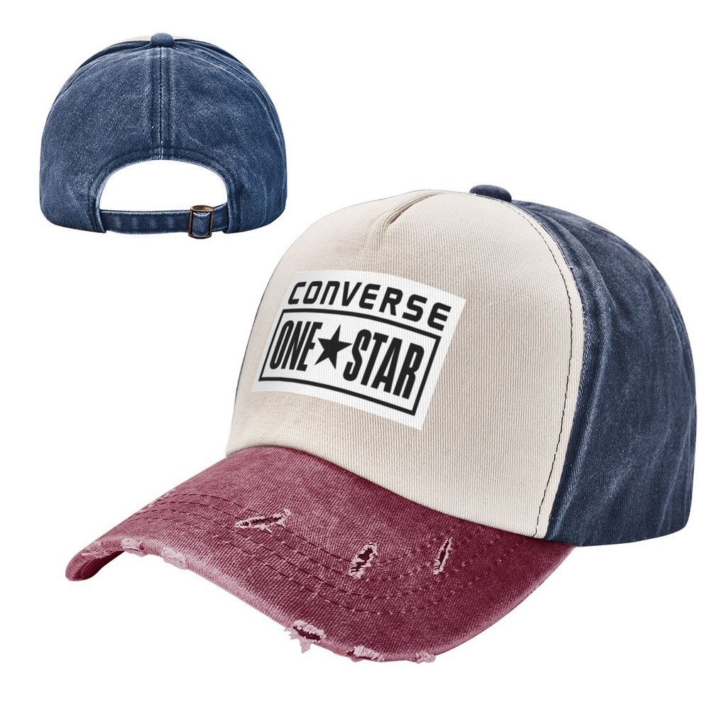 新款 Converse All Star 牛仔撞色水洗帽 成人牛仔帽子老帽  100%棉彎簷遮陽帽 可調整男女網紅同款鴨