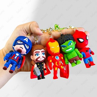 現貨 MARVEL 卡通復仇者聯盟鑰匙圈大頭漫威蜘蛛俠鑰匙扣美國隊長鋼鐵俠雷霆鑰匙圈吊飾鑰匙扣套裝公仔吊飾書包生日禮物情