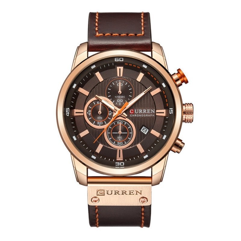 （極速出貨）curren卡瑞恩8291男士手錶皮帶日曆商務六針小錶盤多功能防水手錶