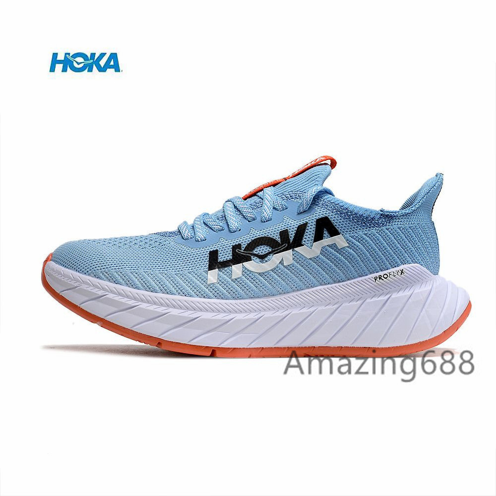 原裝 Hoka One One Carbon X3 賽車板減震彈力男女跑鞋藍/橙/白