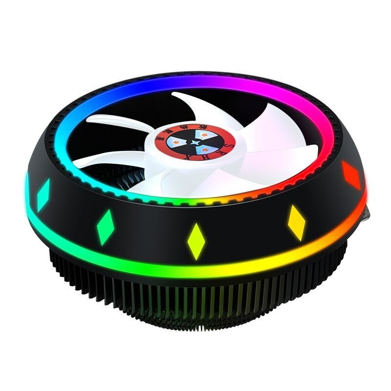 風扇 UFO幻彩散熱器適用宇intel amd臺式主機 七彩色電腦散熱CPU風扇