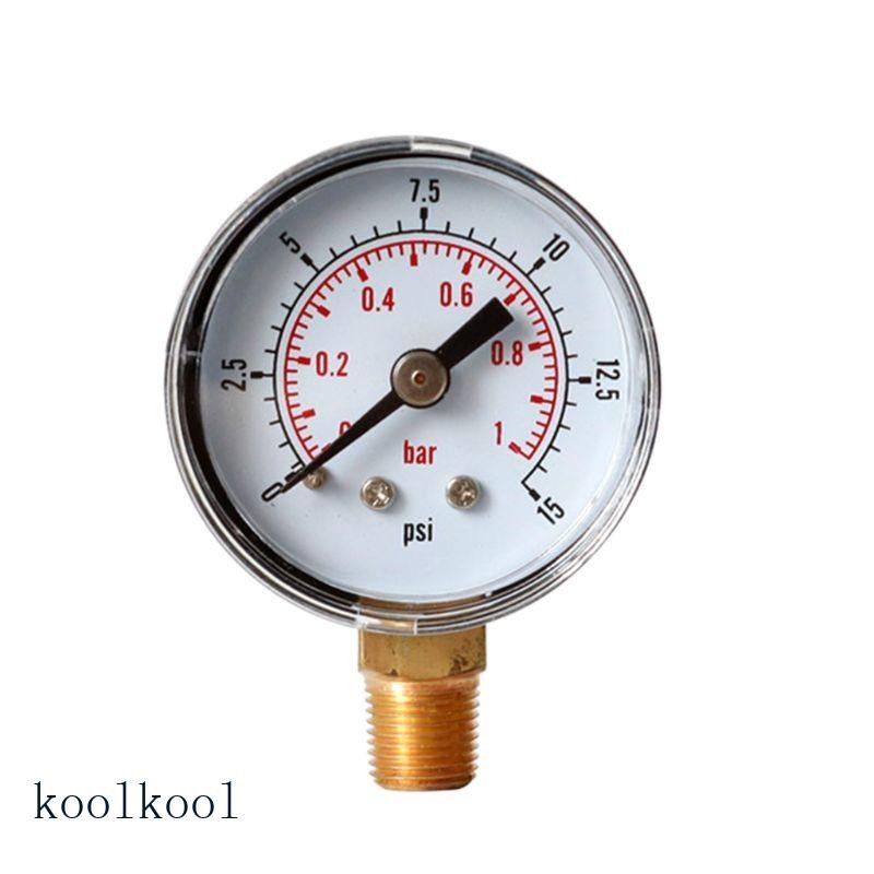 [KOOL] 緊湊型壓力表不銹鋼外殼黃銅內部水壓表 1 8 BSPT 下安裝 7 樣式