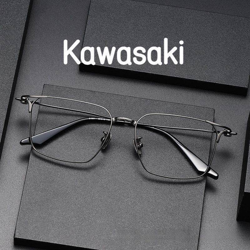 【TOTU眼鏡】Kawasaki 刀鋒戰士眼鏡框 81001純鈦鏡架 金屬框眼鏡 復古方框 可配近視眼鏡 平光鏡 細框眼
