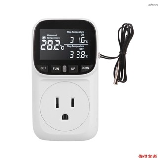 1110v 15A溫度控制器插座高精度數顯溫控器魚缸觸控式螢幕預設定時器開關冷卻加熱恆溫器插座溫度調節器