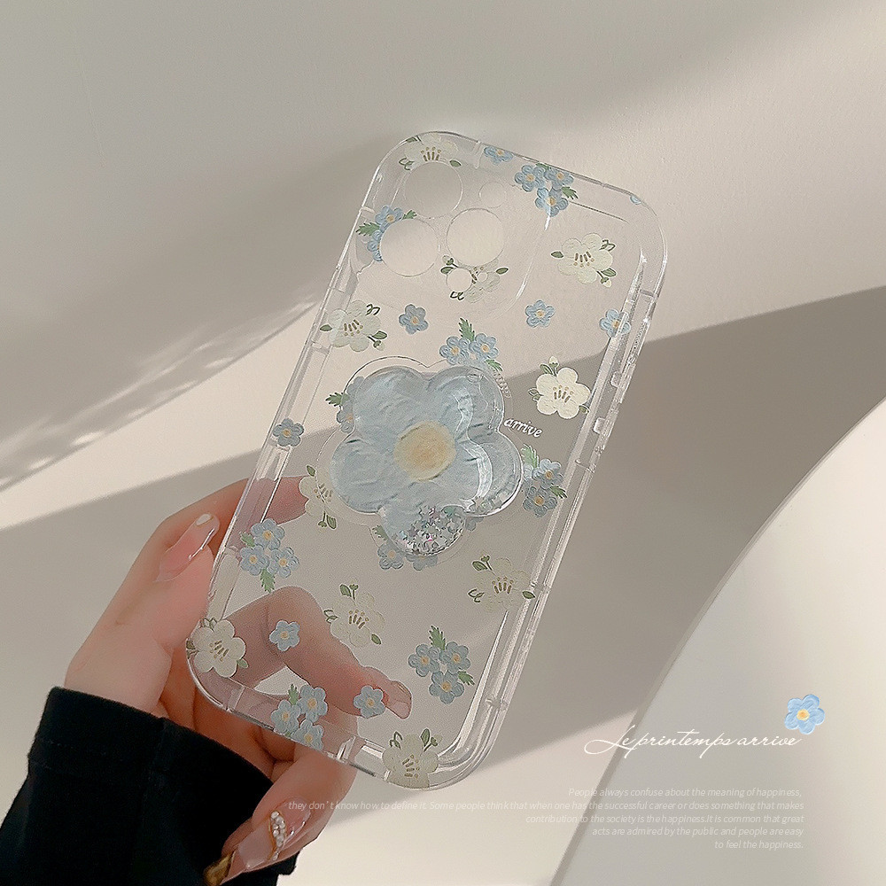 碎花iphone15適用蘋果14手機殼11簡約15pro流沙支架12透明13氣囊