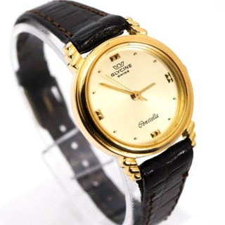 從日本出貨 正品 GLYCINE 手錶 金色 女士皮革 石英 可愛的 時髦 展示 時尚 配件