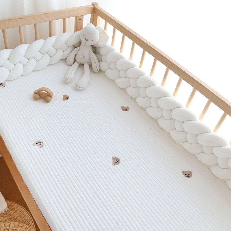 現貨 新生 嬰兒床 床圍 寶寶 防撞 圍欄 麻花 打結 軟包 護欄 兒童 拼接床 床靠 GN75