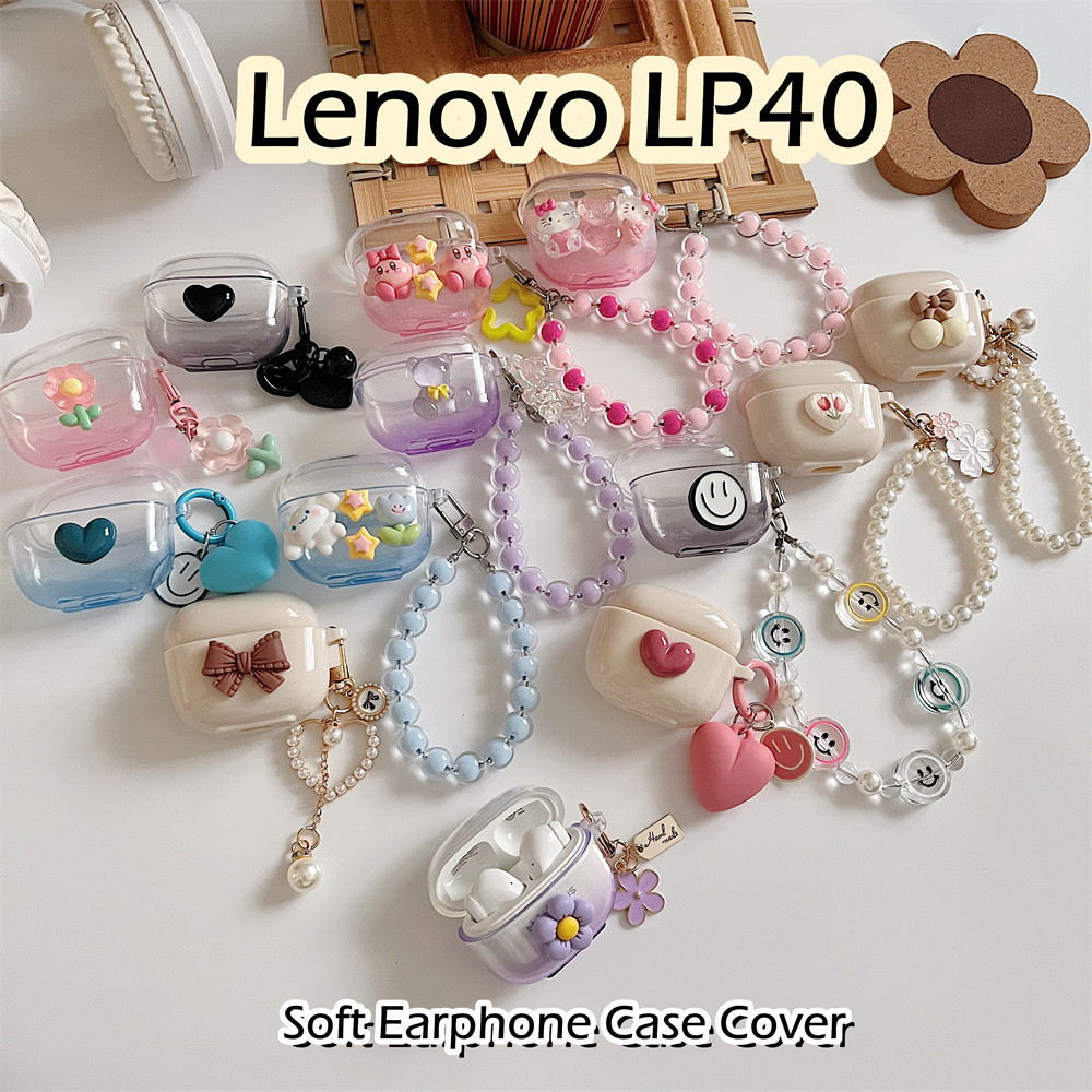 LENOVO 【imamura】適用於聯想LP40手機殼DIY可愛清新立體裝飾軟矽膠耳機殼外殼保護套