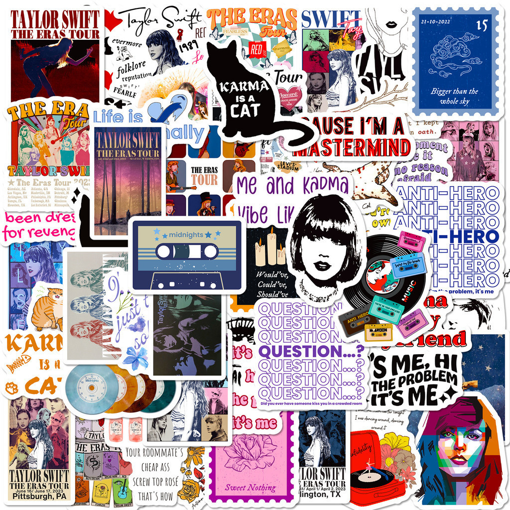 50張 Taylor Swift 歌手 貼紙 泰勒黴黴 塗鴉貼紙 海報 裝飾 行李箱貼紙 可粘貼 手賬素材 禮品